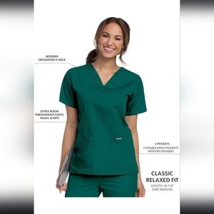 Landau Scrub Top, Hunter Green, size Small